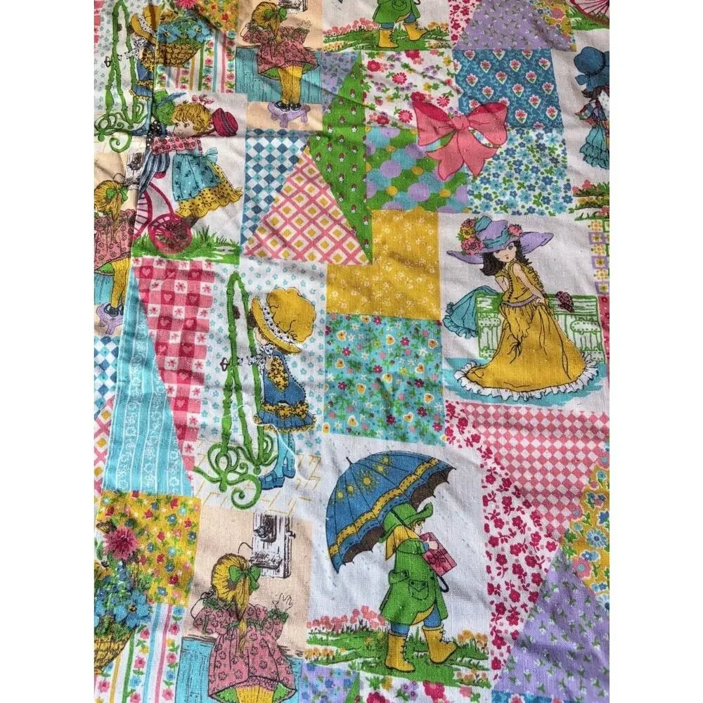 Holly Hobbie Vintage Twin Flat Bedspread Top Sheet 70s Cottagecore Bedding